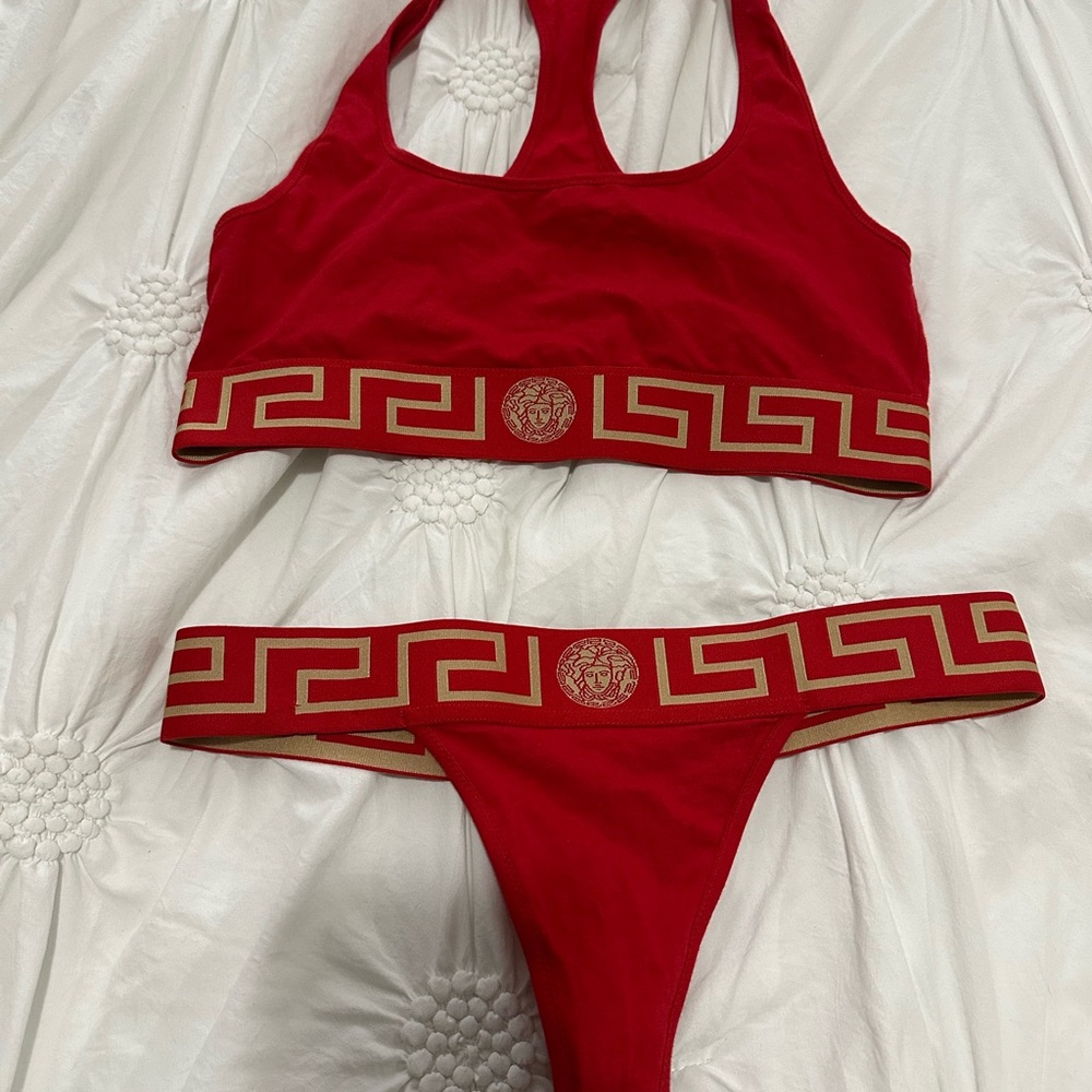 Versace Red Racerback Top with Logo Tag - Picture 3 of 4